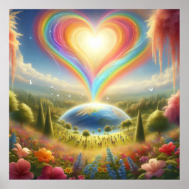 Poster Amor Arco-íris em Todo o Mundo em uma Parede