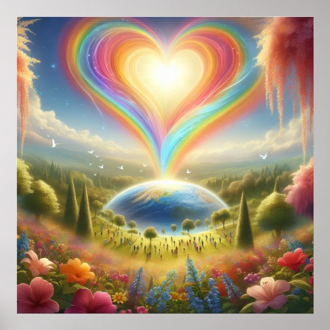 Poster Amor Arco-íris em Todo o Mundo em uma Parede (Frente)