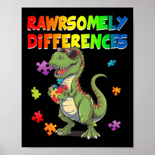 Poster Amor Autismo T Rex Dinossaur Muito Diferente De