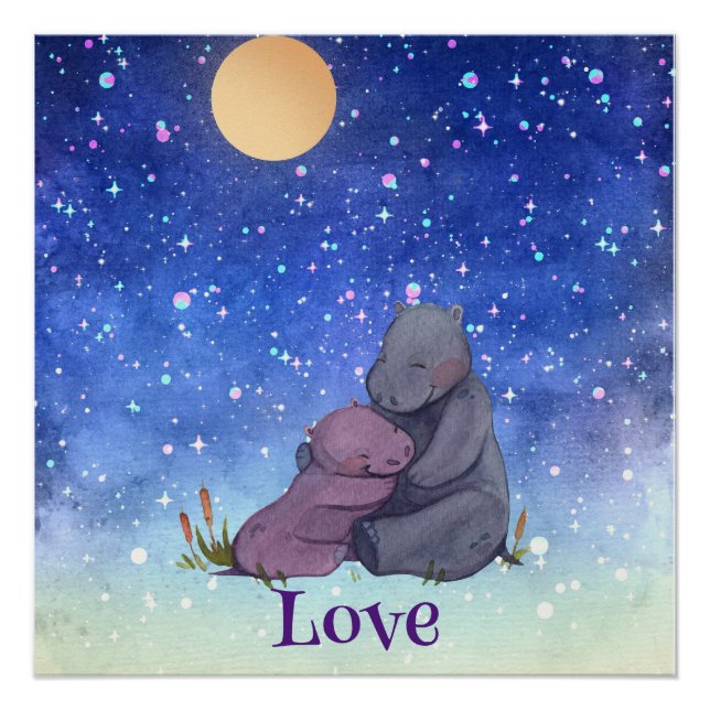 Pôster Amor, Baby Hippo e sua mãe (Frente)