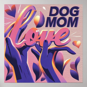 Poster Amor Cachorro Mãe Rosa Roxo