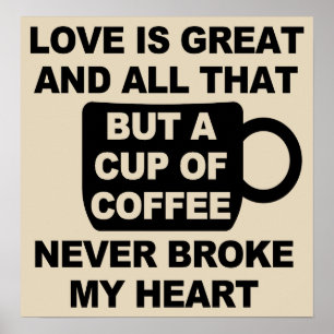 Poster Amor Café Pausa Meu Coração