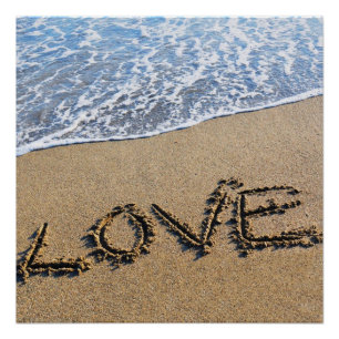 Pôster Amor com a Poster de areia escrita