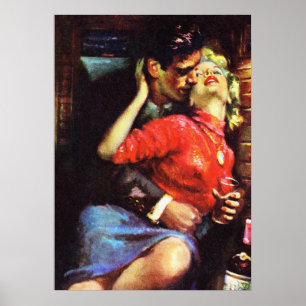 Poster Amor Com Cobrir De Trem De Cabina Vintage