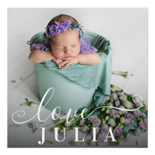 Pôster Amor com Script de Foto para Bebês Simples Moderno