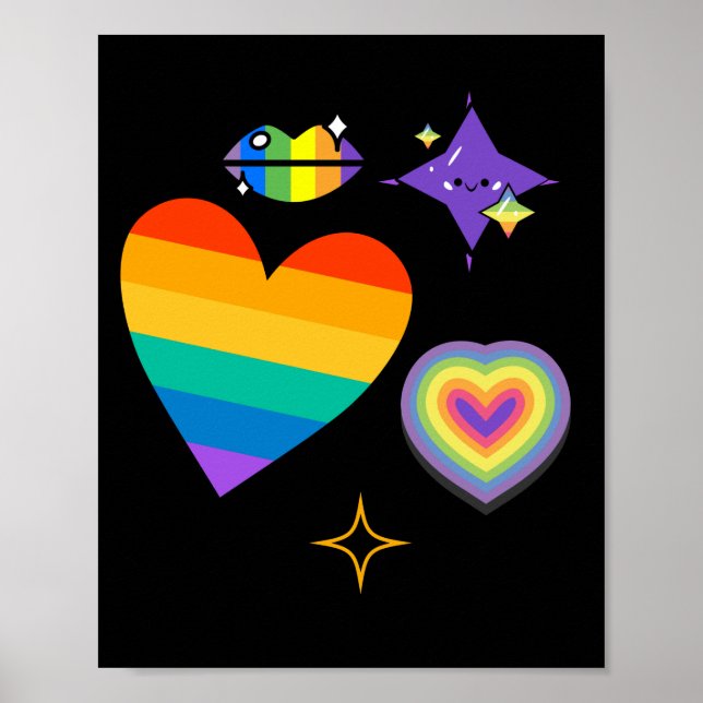 Poster Amor coração-arco-íris. LGBTQ-Pride (Frente)