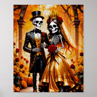 Poster Amor Criptico - Pintura de Casal de Esqueleto Hall
