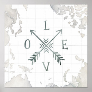 Pôster Amor da aventura III   do Wanderlust da aguarela