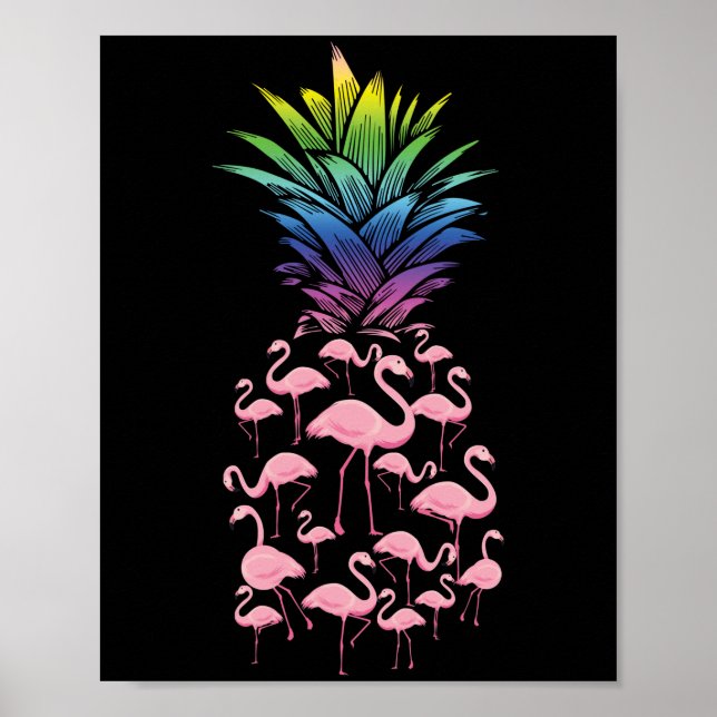 Poster Amor De Abacaxi Flamingo, Rosa E Bonito (Frente)