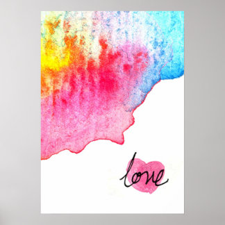 Poster amor de aquarela