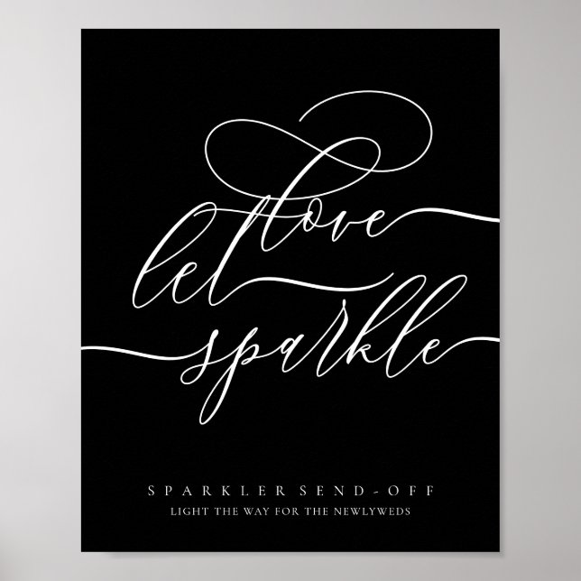 Poster Amor de Caligrafia Preta Deixe Brilhar (Frente)