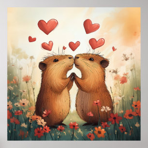 Poster Amor de Capybara - Um Momento Romântico