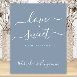 Poster Amor de Casamento Moderno, Doce Personalizado Azul