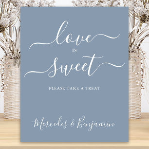 Poster Amor de Casamento Moderno, Doce Personalizado Azul