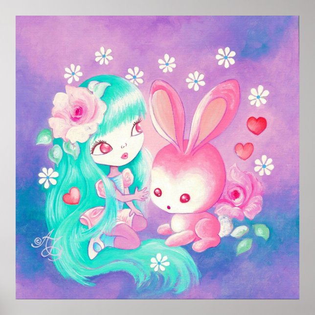 Pôster Amor de Coelho Rosa (Frente)