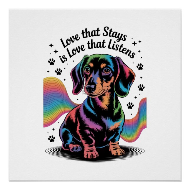 Pôster Amor de Dachshund que Fica é Amor que Escuta (Frente)