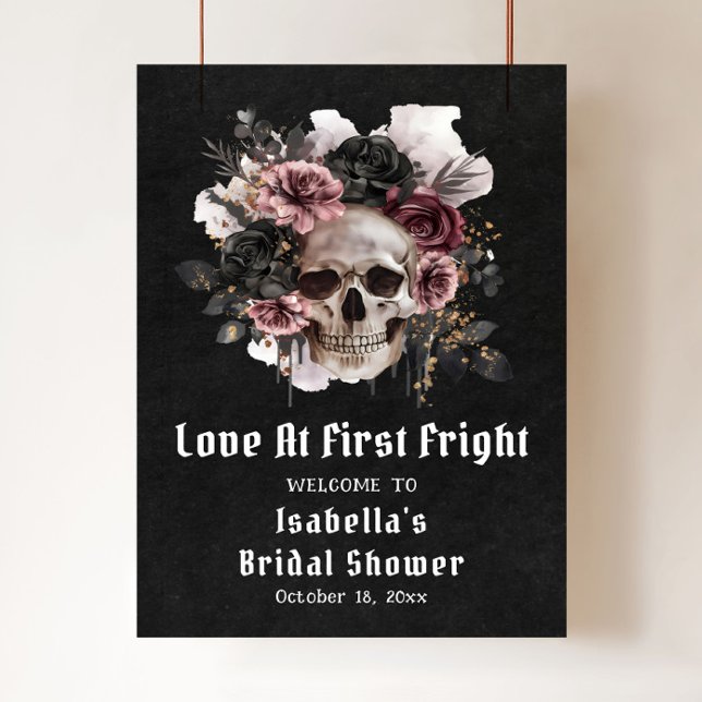 Poster Amor De Halloween Em Primeiro Chá de panela Bem-Vi (Halloween Love At First Bridal Shower Welcome Poster)