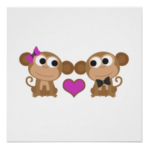 Pôster Amor De Macaco Bonito
