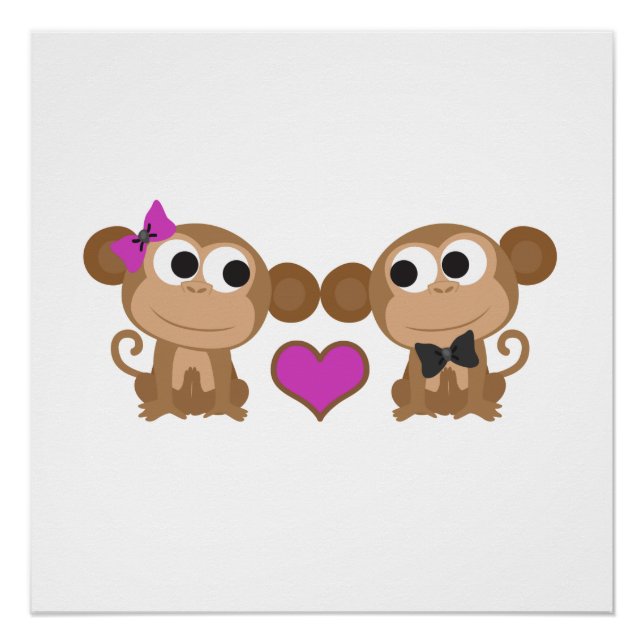 Pôster Amor de Macaco Fofo (Frente)
