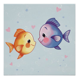 Pôster Amor Debaixo do Mar – Casal de Peixes Adoráveis em