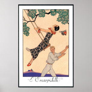 Pôster Amor do art deco do vintage, o balanço por George
