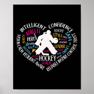 Poster Amor do Goleiro de Hóquei Feminino Coração Para Ad