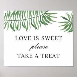 Poster Amor doce pegue um presente. Casamento de verde tr