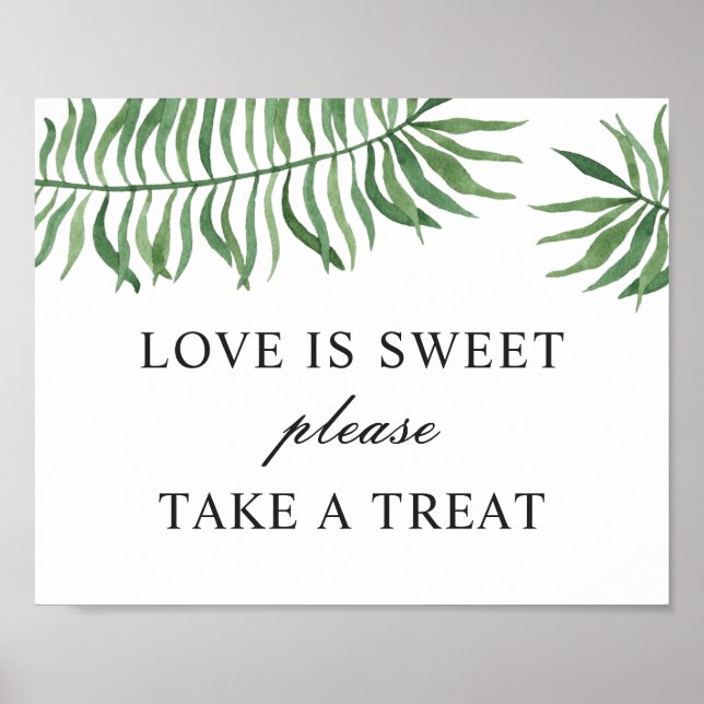 Poster Amor doce pegue um presente. Casamento de verde tr (Frente)