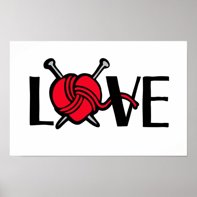 Pôster Amor dos malhadores arte gráfica de tricô (Frente)