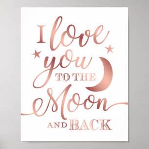 Poster AMOR Dourado cor-de-rosa do chique VOCÊ ao