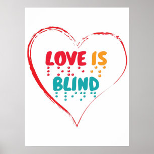 Poster Amor é Cego Braille Heart