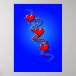 Pôster Amor e Corações em Azul