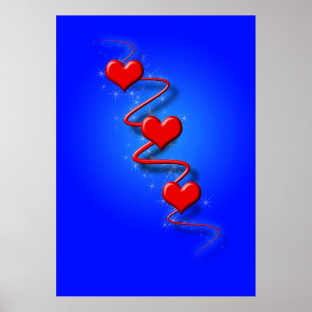Pôster Amor e Corações em Azul (Frente)