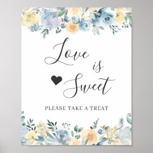 Poster Amor é doce Bar de deserto Vanilla Chic Blue Flor