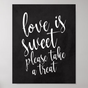 Pôster Amor é doce casamento de quadro-negro 8x10 Sinal