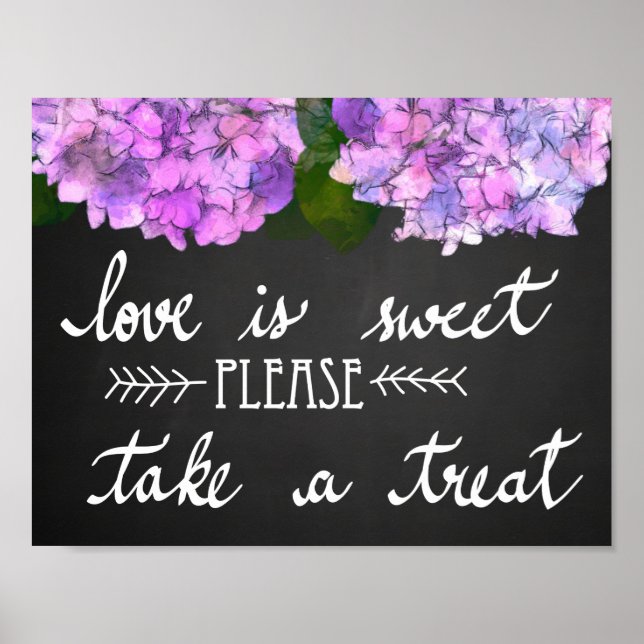 Pôster Amor É Doce Fazer Um Casamento De Chalkboard (Frente)