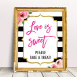 Poster Amor é doce sinal de Chá de panela Floral<br><div class="desc">O Amor É Um Sinal Doce,  Tome Uma Impressora De Tratamento,  Chá de panela Decor De Kate,  Sinal De Mesa De Deserto,  Sinal De Favor De Casamento,  Buffet De Doces, </div>