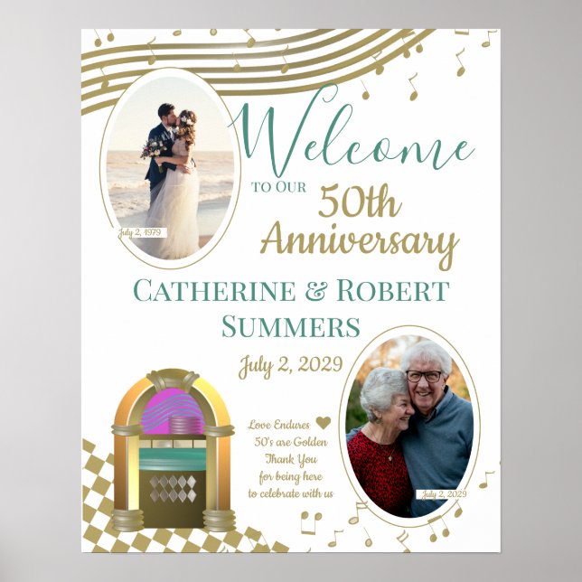 Poster Amor é Ouro 50º aniversário Bem-vindo com Foto (Frente)