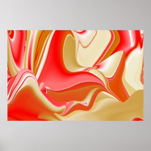 Poster Amor e Ouro Abstrato 3D Arco-íris (Frente)