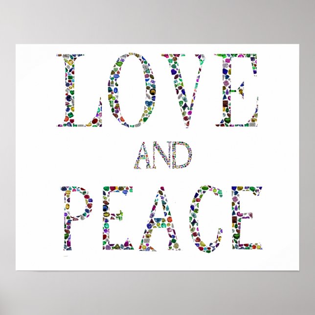 Poster Amor e Paz - Gemstone Lettering Design (Frente)