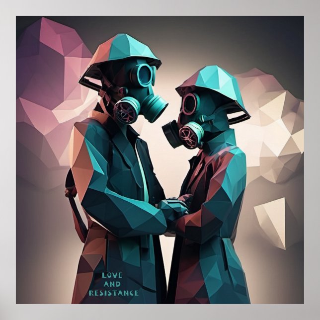 Poster AMOR E RESISTÊNCIA Isométrica Poli Baixa (Frente)