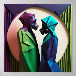 Poster AMOR E RESISTÊNCIA Origami Vibrante