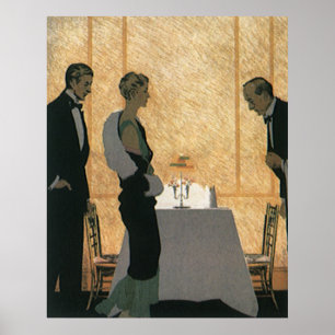 Poster Amor e Romance Vintage, Jantar Elegante de Casal