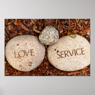 Poster Amor e Serviço - Pedras Religiosas Espirituais