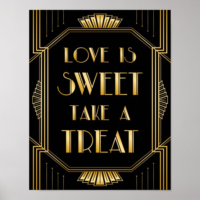 Pôster Amor é Sinal de Casamento Doce | Gatsby Art Deco (Frente)