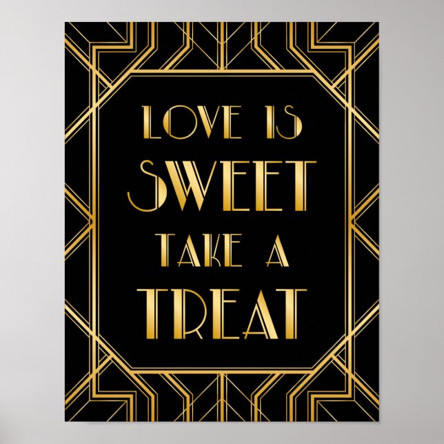 Poster Amor é Sinal de Casamento Doce | Gatsby Art Deco (Frente)