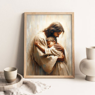 Poster Amor e Suporte, Pintura Cristã, Jesus Abraçando