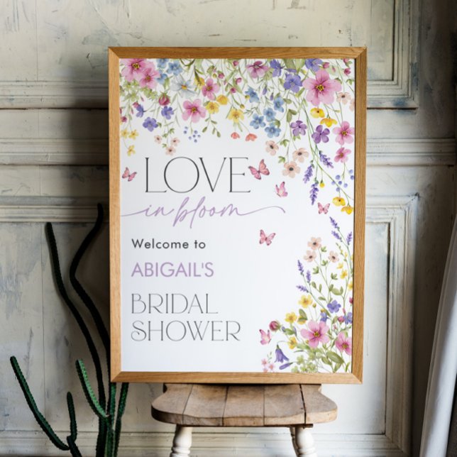 Poster Amor em Bloom Butterfly Bridal 18x24 (Love in Bloom Butterfly Bridal Welcome 18x24 Poster)