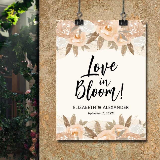 Poster Amor em Bloom Peach Flowers Boas-vindas (Love in Bloom Peach Flowers Wedding Welcome Poster - INSTANT DOWNLOAD or PRINTED (framed, too))