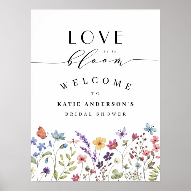 Poster Amor em Flor Primaveril Floral Casamento (Frente)